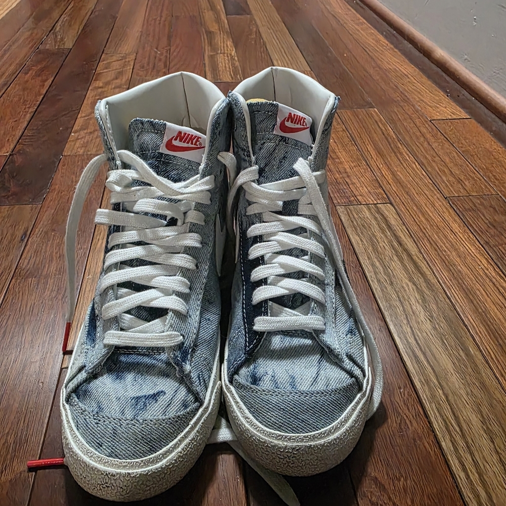 Nike Kids Denim Sneakers - Blue and White